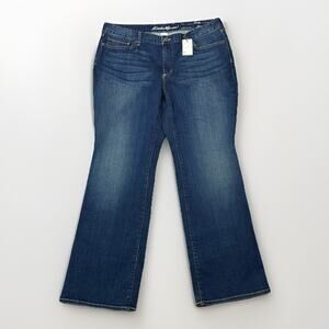 Eddie Bauer Curvy Bootcut Jeans Womens 16 Short Dark Blue Stayshape Slimming NWT